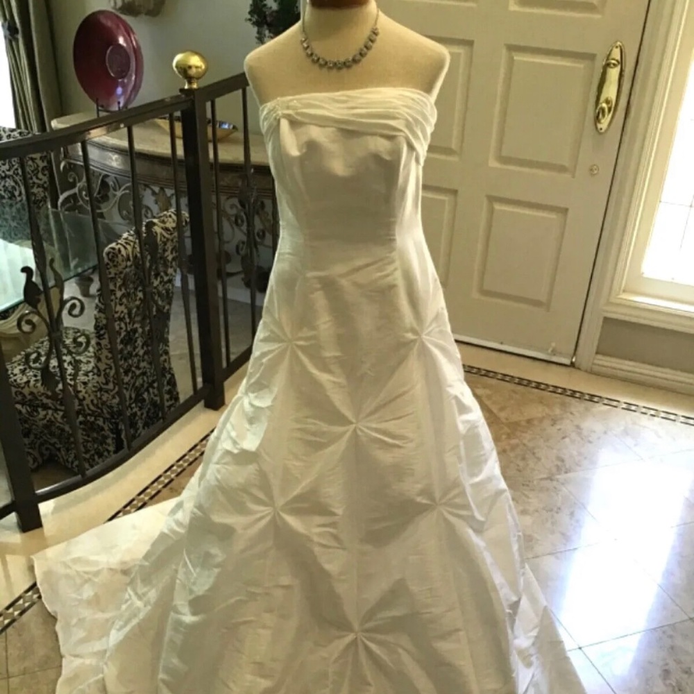 Destiny Bridal  gown Wedding Dress taffeta White 8 New with tag